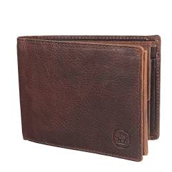 Cartvelli Geldbörse Herren Leder Dunkelbraun mit Geschenkbox aus Holz - Portemonnaie Geldbeutel Echtleder für Männer - RFID Wallet Men - Brieftasche Querformat echtes Leder (Dunkelbraun) von Cartvelli