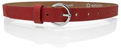 Cartvelli schmaler Ledergürtel Damen Rot 2,5cm mit Geschenkbox - Made in Germany - Gürtel schmal 75cm Schließe Silber DS19r-75 von Cartvelli