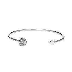 Carufin Love Heart Armband Boho Open Crystal Armreif Armbänder Schmuck für Frauen und Mädchen (Silber) von Carufin