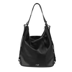 Cas8 Shopper Tasche ELLA 33635, Schultertasche, Business Tasche, Beuteltasche, Tote Bag, Umhängetasche als Rucksack verwendbar für Business Alltag und Schule, black von Cas8