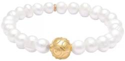 Casa Padrino Luxus Damen Perlen Armband Weiß/Gold - Elegantes handgefertigtes Armband mit vergoldetem Sterlingsilber - Damen Armschmuck - Damenschmuck von Casa Padrino