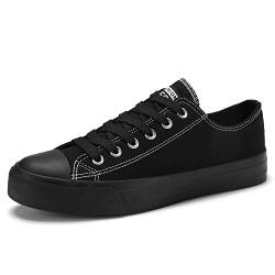 Casbeam Damen Mächen Keilabsatz Schuhe Sneaker Canvas Schuhe für alle Jahreszeiten Ganz schwarz von Casbeam