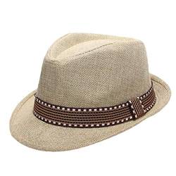 Kinder Sunhats Unisex-kleinkind-kind-kind-jungen Hüte Mädchen Caps Sommer Strohhut Breiten Rand Jazz-fedora-hut Gangster Cap Beige von Casecover