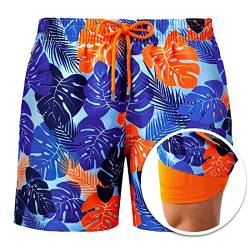 Casey Kevin Badehose Herren mit Kompression Liner 2 in 1 Schnelltrocknend Badeshorts für Männer Board Shorts Verstellbar Tunnelzug mit Tasche von Casey Kevin