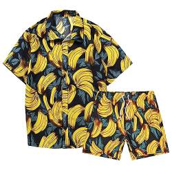 Casey Kevin Hawaii Hemd Männer und Hawaii Strandshorts Hawaii Outfit Herren Blumenhemd Hawaii Sets Lässiges Button Down Sommer Beach Freizeithemden von Casey Kevin