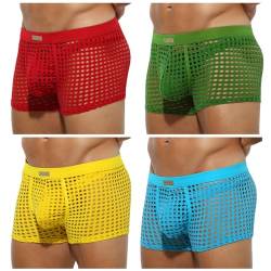 Casey Kevin Herren Boxershorts Sexy Unterwäsche Männer Transparent Netz Boxer Shorts Gittergewebe Shorts von Casey Kevin