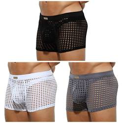 Casey Kevin Herren Boxershorts Sexy Unterwäsche Männer Transparent Netz Boxer Shorts Gittergewebe Shorts von Casey Kevin