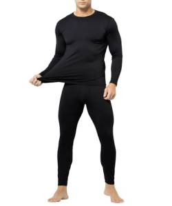 Casey Kevin Herren Thermounterwäsche Set Thermal Underwear mit Innenfleece Thermowäsche Ultraleicht Thermo Oberteil und Unterteil mit Eingriff Funktionsunterwäsche Skiunterwäsche für Winter Thermohemd von Casey Kevin