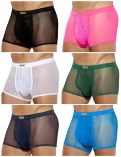 Casey Kevin Herren Transparent Boxershorts, Männer Sexy Unterwäsche Niedrige Taille Mesh Boxer Unterhose Hipster Retroshorts von Casey Kevin