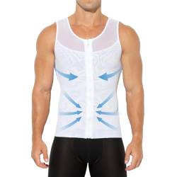 Casey Kevin Herren Unterhemden Shapewear Workout Tank Tops Figurformend Funktionsshirt Body Shaper Bauch Weg Shirt Weiß|XL von Casey Kevin