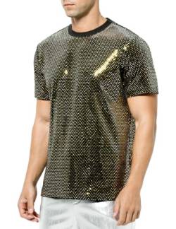 Casey Kevin Pailletten Herren T-Shirt Club Party Kurzarm Shirt von Casey Kevin