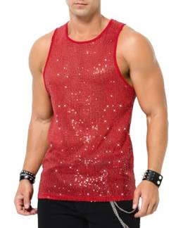 Casey Kevin Pailletten Tank Top Herren Glänzend T-Shirts Disco Party Kostüm Streetstyle Shirts ärmelloses Oberteil von Casey Kevin