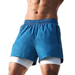 Casey Kevin Sporthose Herren Kurz 2 in 1 Sport Shorts Laufshorts Joggingshorts Workout Trainingsshorts mit Kompressions Shorts von Casey Kevin