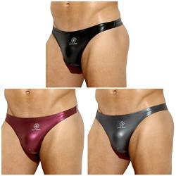 Casey Kevin String Tanga Herren PU Leder Unterwäsche Männer Sexy Slips Thong Wetlook G-String Unterhosen T-Back Briefs von Casey Kevin