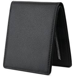 Casheey Herren Geldbörse mit Münzfach, Große Kapazität, RFID-Blockierung, Leder Bifold Wallet für Männer, mit Geschenkbox, Leder - Schwarz, 5 Card Slots, Modern von Casheey