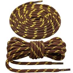 Schnürsenkel Rund, [2 Paar] Premium Reißfest Schuhbänder für Wanderschuhe, Arbeitsschuhe, Stiefel,Trekkingschuhe,Extra Reißfest ø 5 mm Ersatz Shoelaces aus Polyester(Kaffee-gelb,140cm) von Cashlander