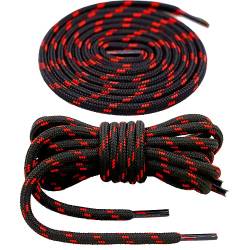 Schnürsenkel Rund, [2 Paar] Premium Reißfest Schuhbänder für Wanderschuhe, Arbeitsschuhe, Stiefel,Trekkingschuhe,Extra Reißfest ø 5 mm Ersatz Shoelaces aus Polyester(Schwarz-Rot, 120cm) von Cashlander