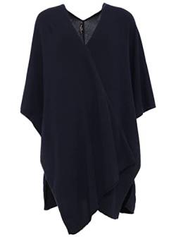 Cashmere Dreams Poncho-Schal mit Kaschmir - Hochwertiges Cape für Damen - XXL Umhängetuch und Tunika mit Ärmel - Strick-Pullover - Sweatshirt - Stola für Sommer und Winter Zwillingsherz - blau von Cashmere Dreams