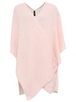 Cashmere Dreams Poncho-Schal mit Kaschmir - Hochwertiges Cape für Damen - XXL Umhängetuch und Tunika mit Ärmel - Strick-Pullover - Sweatshirt - Stola für Sommer und Winter Zwillingsherz - rosa von Cashmere Dreams