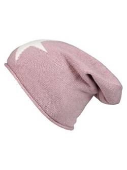 Cashmere Dreams Slouch-Beanie-Mütze mit Kaschmir - Hochwertige Strickmütze für Damen Mädchen - Stern - Hat - One Size - Sommer Herbst und Winter Zwillingsherz (alt/weiß) von Cashmere Dreams