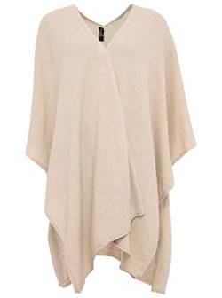 Poncho für Damen mit Kaschmir / Cashmere von Kurt Kölln ❤ Modischer All-Rounder für Frauen als Alternative zu einem Strickwaren / Pulli / Strick-Pullover / Cap oder Strick-Jacke hellbeige von Cashmere Dreams