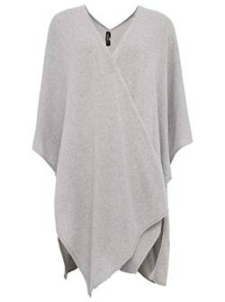 Zwillingsherz Poncho-Schal mit Kaschmir - Hochwertiges Cape für Damen - XXL Umhängetuch und Tunika - Strick-Pullover - Sweatshirt - Stola - Hellgrau von Cashmere Dreams