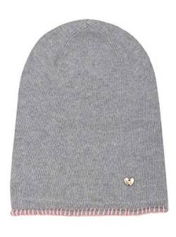 Zwillingsherz Slouch-Beanie-Mütze mit Kaschmir - Hochwertige Strickmütze für Damen Mädchen - Herz - Häkel-Rand - One Size - warm und weich im Sommer Herbst und Winter Zwillingsherz (HGR/rosa) von Cashmere Dreams