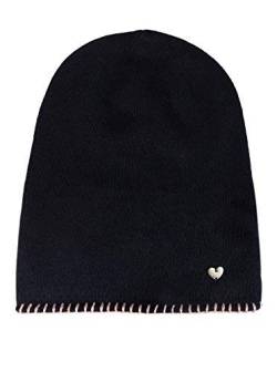 Zwillingsherz Slouch-Beanie-Mütze mit Kaschmir - Hochwertige Strickmütze für Damen Mädchen - Herz - Häkel-Rand - One Size - warm und weich im Sommer Herbst und Winter Zwillingsherz (Navy/rsa) von Cashmere Dreams