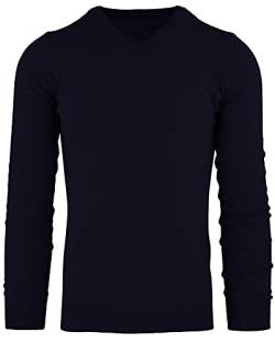 Cashmere Zone Herren-Pullover V-Ausschnitt, 100% Reines Kaschmir, Made in Italy, Weicher Warmer Langarm (Blau, XXL) von Cashmere Zone