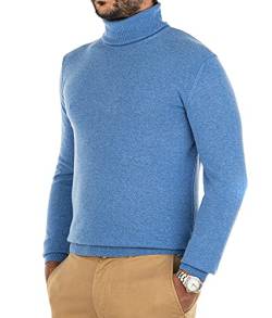 Cashmere Zone - Herren Rollkragenpullover 30% Reines Kaschmir 70% Reine Wolle Made in Italy Langarm Winter Warm (Hellblau, 3XL) von Cashmere Zone