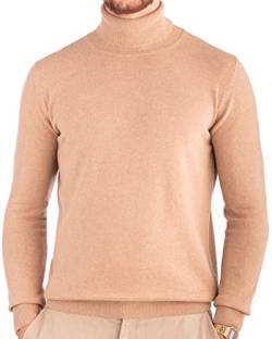 Cashmere Zone - Herren Rollkragenpullover 30% Reines Kaschmir 70% Reine Wolle Made in Italy Langarm Winter Warm (M, Beige) von Cashmere Zone