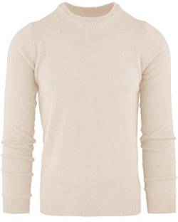 Cashmere Zone - Herren Rundhalspullover, 30% Kaschmir 70% Wolle, Hergestellt in Italien, Langarm-Pullover, Winterstrickware (4XL, Cremeweiß) von Cashmere Zone