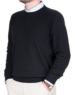 Cashmere Zone - Herren Rundhalspullover, 30% Kaschmir 70% Wolle, Hergestellt in Italien, Langarm-Pullover, Winterstrickware (M, Schwarz) von Cashmere Zone