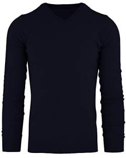 Cashmere Zone - Herren V-Ausschnitt Pullover 100% Kaschmir, Made in Italy, Winter Kaschmirwolle Pullover, Langarm, Warm (Dunkelblau, M) von Cashmere Zone