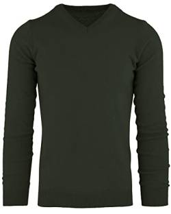 Cashmere Zone - Herren V-Ausschnitt Pullover 100% Kaschmir, Made in Italy, Winter Kaschmirwolle Pullover, Langarm, Warm (Grün, XL) von Cashmere Zone
