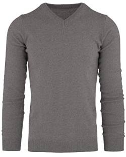 Cashmere Zone - Herren V-Ausschnitt Pullover 100% Kaschmir, Made in Italy, Winter Kaschmirwolle Pullover, Langarm, Warm (Mittelgrau, L) von Cashmere Zone