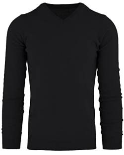 Cashmere Zone - Herren V-Ausschnitt Pullover 100% Kaschmir, Made in Italy, Winter Kaschmirwolle Pullover, Langarm, Warm (Schwarz, XL) von Cashmere Zone