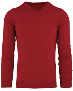 Cashmere Zone - Herren V-Ausschnitt Pullover 100% Kaschmir, Made in Italy, Winter Kaschmirwolle Pullover, Langarm, Warm (Ziegelrot, L) von Cashmere Zone