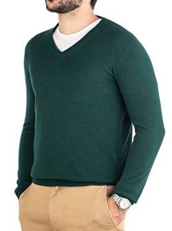 Cashmere Zone - Herren V-Ausschnitt Pullover 30% Kaschmir 70% Wolle Langarm Winterpullover Warm Hergestellt in Italien (L, Englisch Grün) von Cashmere Zone