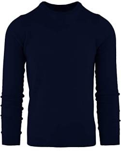 Cashmere Zone Herrenpullover mit Rundhalsausschnitt aus reinem Kaschmir, 100% Made in Italy, Wolle, langärmeliger Pullover mit weichem und warmem, blau, 4XL Große Größen von Cashmere Zone