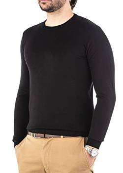 Cashmere Zone-Maglione Uomo Girocollo in Puro Cotone Egiziano Artigianalità Italiana e Confort a Manica Lunga (L, Nero) von Cashmere Zone