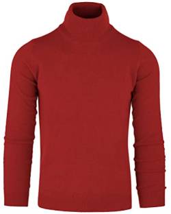 Cashmere Zone Rollkragenpullover Herren 100% reines Kaschmir Made in Italy Langarm Pull Weich Und Warm, (Ziegelrot, XXL) von Cashmere Zone