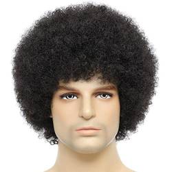 Afro Perücken Männer Afro -perücken Für Schwarze Männer Menschliches Haar Kurzer Afro -perücken 70er Jahre Rocker Kostüm Perücken Afroamerikanische Afro -perücke von Casiler