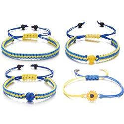Casiler 4pcs Sonnenblume Frieden Ukraine Armband Blau Gelbe Perlen Gewebt Freundschaftsarmband Unisex Souvenirs Geschenk von Casiler