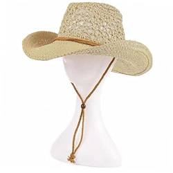 Casiler Strow Western Cowboy Hats Panama Stroh Sommerhut Jazzkappen Strand Windschutz Seilkappe Out Shading Wide Rand Hut von Casiler