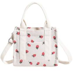 Frauen Cord -tasche Vintage Erdbeer -gedruckte Umhängetasche Handtasche Mit Abnehmbarem Riemen Ästhetik Crossbody Bagtasche von Casiler