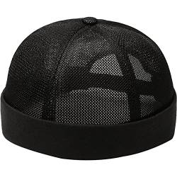 Randless Hut Docker Cap Sommer Mesh Beanie Hut Verstellbarer Retro Rollted Manschettenrandkappe Casual Skull Caps von Casiler