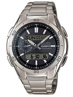 Casio Herrenarmbanduhr mit Solar und Funk und Titanarmband, Silber von Casio Wave Ceptor