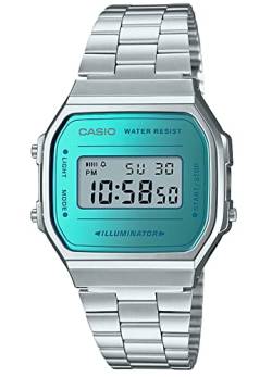 CASIO Unisex Erwachsene Armbanduhr Digital Quarz Edelstahl A168WEM-2EF von Casio