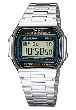 Casio A-164WA-1VES Herren-Armbanduhr, silberfarbenes Edelstahl-Armband von Casio